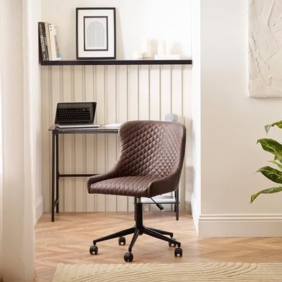 Julian Bowen Chaise de Bureau de Luxe en Similicuir Marron, 52 x 60 cm