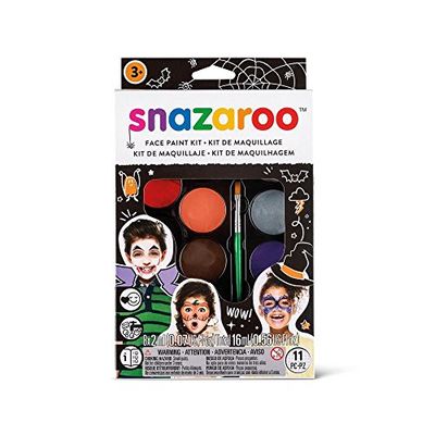 Snazaroo Make-upset voor Halloween, met kwast, sponsje en handleiding (mogelijk niet beschikbaar in het Nederlands), 8 kleuren