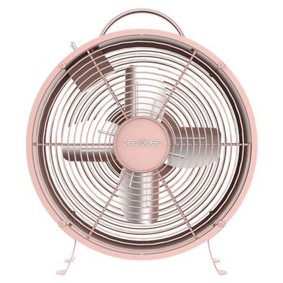 Cecotec Tafelventilator EnergySilence 400 RetroDesk Pink. 25W vermogen, 8 Inch, 4 Aerodynamische Bladen, Minimalistisch ontwerp, 2 Snelheden, Robuust en Stabiele Basis