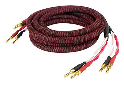 Dynavox Perferct Sound Câble haut-parleur flexible 2 x 2 m, fiches bananes de qualité, confectionné, Coloris noir/rouge