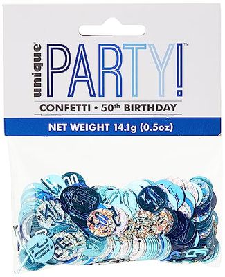 Unique Party 83841 Blauwe Prismatische 50e Verjaardag Confetti, 5 Oz 1 Pack, Leeftijd 50