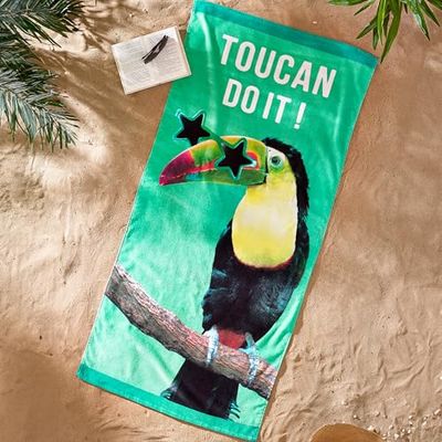 Catherine Lansfield Toucan Do It Telo mare in cotone, 76 x 160 cm, colore: Verde