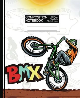 BMX Composition Notebook: A School Journal for Bicycle Motocross Lovers, Freestyle Riders, Bike Tricks, and Creative Writing