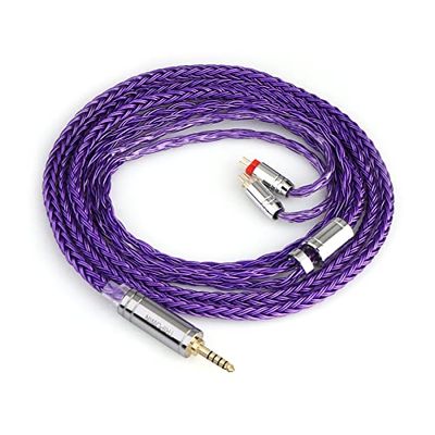 Linsoul Tripowin Zonie 16 Kern Verzilverde Kabel SPC Oortelefoon Kabel voor 7hz Zero Dioko Timelesss AE TINHIFI T2 T3 PLUS Wan'er Cadenza KZ AS10 QKZ HBB Tripowin Mele Olina(2pin-0.78, 4.4mm,Violet)