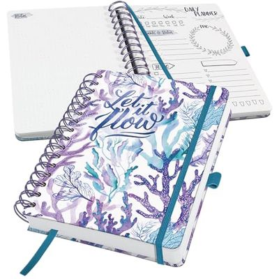 SIGEL JP204 Jolie Daily planner undated, Underwater Miracles, 120 gsm, 16,8 x 21,5 cm, hardcover, 240 pages, purple, Turquoise, petrol Blue