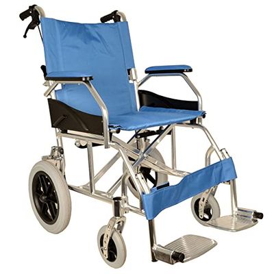 Gima Carrozzina in alluminio Queen, in tessuto azzurro, struttura a doppio incrocio, leggera, 43250