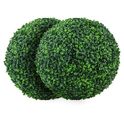 Sunnyglade 2 st 39,9 cm 4 lager konstgjord växt figurklippt boll falsk buxbom, dekorativa bollar för trädgård, balkong, trädgård, bröllop och heminredning (40 cm)