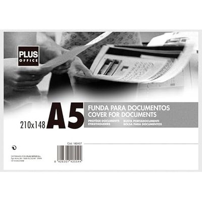 Fundas polipropileno marca Plus Office modelo FUNDA DOCUMENTOS PLUS A5 RIGIDA TRANS