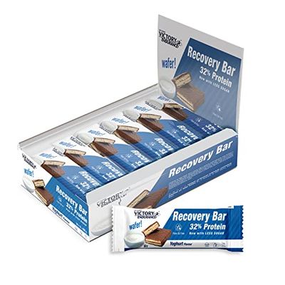 Victory Endurance Recovery Bar (12x50g) Yogurt Flavour; Recovery Wafer Bar with 32% Protein and Chocolate Coating