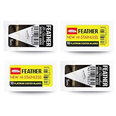 Feather 30 lames de rasage en set de plumes noires et plumes jaunes