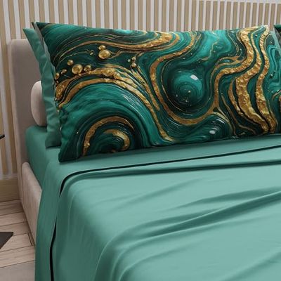 PETTI Artigiani Italiani - Katoenen beddengoed met kussenslopen met digitale print, bedlakens voor Frans bed, beddengoedset met marmerpatroon, 100% Made in Italy