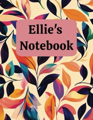 Ellie's Notebook: Personalized college ruled notes and 1cm graph pages workbook (8.5*11inches)
