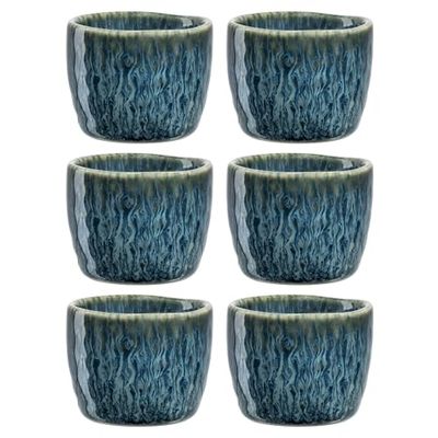 LEONARDO HOME Laonardo Matera 023046 Lot de 6 coquetiers en céramique Diamètre 5,2 cm Hauteur 4 cm Facile à nettoyer Passe au lave-vaisselle Bleu