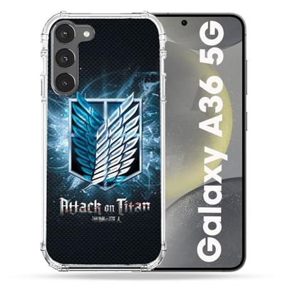 Cokitec Förstärkt fodral för Samsung Galaxy A36 5G Manga Attack Titans, svart