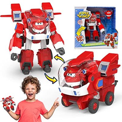 Super Wings EU750321 Robot Suit with Mini Jett Transforming Figure Plane Vehicle Playset Toys for 3+ Years Old Boys Girls, Red, 7'