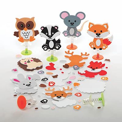 Baker Ross FE688 Ressort Jouet Enfant motif Animaux de la Foret - Lot de 8, Jouet Creatif, Mini Jouet Enfant, Jouet a ressort, Loisirs Creatifs Enfants