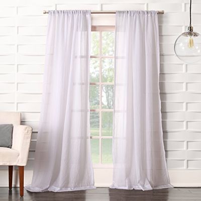No. 918 Tayla Painel de cortina transparente com bolso para barra, poliéster, branco, 50 x 84 polegadas, 50 cm x 84 polegadas