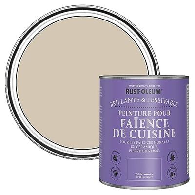 Rust-Oleum Peinture Beige Résistante à l'eau pour Faïence de Cuisine, Finition Brillante - Caramel 750ml