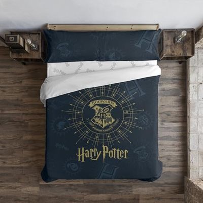 BELUM | Funda nórdica Harry Potter, Funda nórdica con Botones 100% algodón Modelo Dormiens Draco Azul para Cama de 135/140 (220x220 cm)