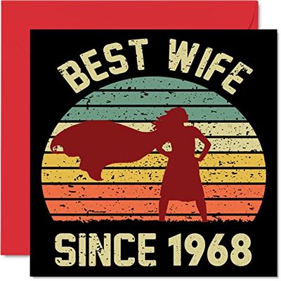 Kartka z okazji 54. rocznicy dla żony od męża - Best Wife Since 1968 - I Love You Gifts, kartki z okazji 54. rocznicy ślubu dla partnera, 145 mm x 145 mm kartki okolicznościowe na 50 czwarte rocznice