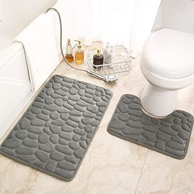 EURHOWING Alfombrillas de baño Antideslizantes, de Espuma viscoelástica, con Alfombrilla de baño en Forma de U, absorbentes y Lavables para salón, Cuarto de baño