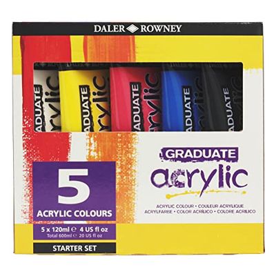 Daler Rowney Graduate - Set peinture acrylique 5 tubes 120ml - Débutant