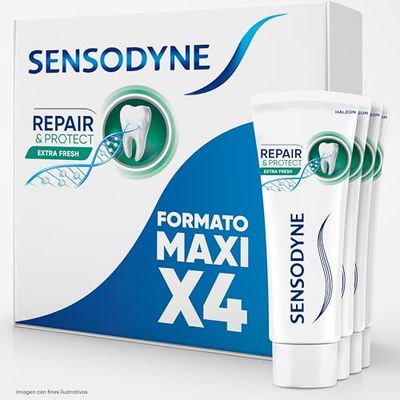 Sensodyne Repair & Protect Extra Fresh Pasta do zębów, Ulga dla wrażliwych zębów, trwała ochrona przed wrażliwością zębów, opakowanie 4x75 ml