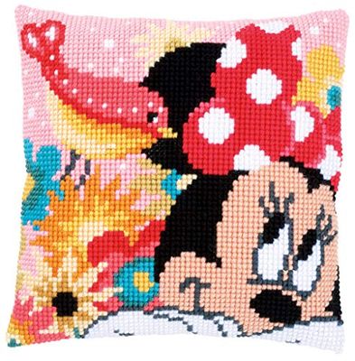 Vervaco korsstygnssats: Kudde: Minnie-Psst I've a Secret, Bomull, Flerfärgad, 20 x 1 x 20 cm