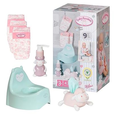 Baby Annabell Potty Set - To Fit Dolls up to 43cm - Includes Potty, Three Nappies, Tissue Dispenser and Pretend Soap Pump - Suitable for children aged 3+ years - 706602