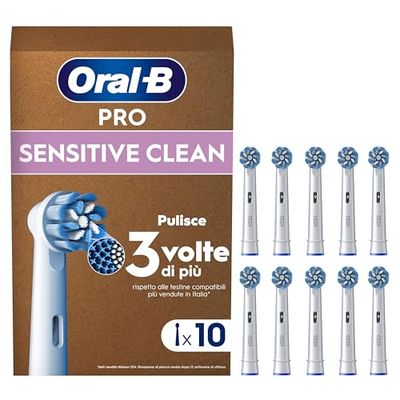 Oral-B Testine Di Ricambio per Spazzolino Elettrico, 10 Testine Pro Sensitive Clean, Confezione Adatta Alla Buca Delle Lettere