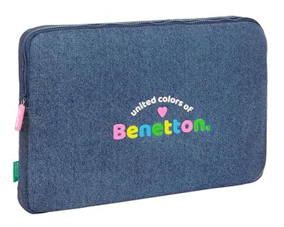 Safta BENETTON DENIM - Custodia per computer portatile da 15,6 pollici, ideale per bambini di diverse età, comoda e versatile, qualità e resistenza, 39,5 x 3,5 x 27,5 cm, colore jeans, Jeans,