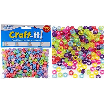 Baker Ross économique de perles pastel -Loisirs créatifs de Printemps pour enfants & Perles tonnelet pailletées que les enfants pourront utiliser pour fabriquer des bijoux,des perles et des collages