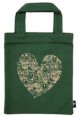 moses Unisex's Owl Heart Bookbag, Dark Green, Büchertasche