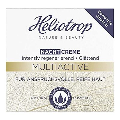 Heliotrop Soin de nuit pour peaux matures et exigeantes, soin du visage avec extrait de ginkgo, huile de noix de macadamia et beurre de karité, crème de nuit Multiactive 1 x 50 ml