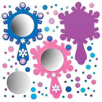 Baker Ross AT174 Snow Princess Mirror Kits, Arts and Crafts for Kids (Pack of 4), Assorted