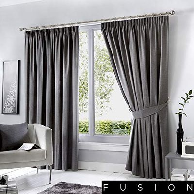 Fusion - Dijon - Par de Cortinas Plisadas con Aislamiento térmico, 117 x 229 cm, Color carbón