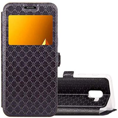 Carcasa de telefono for Galaxy A8 (2018) Argyles Texture Horizontal Flip Funda de Cuero con Soporte y Ranuras for Tarjetas e ID de Pantalla de Llamada (Negro) (Color : Negro)