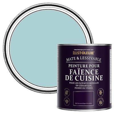Rust-Oleum Peinture Bleue Résistante à l'eau pour Faïence de Cuisine, Finition Mate - Cyclades 750ml