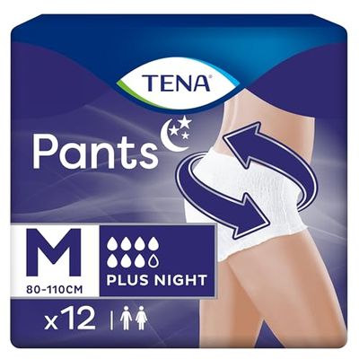 TENA Pants Plus taille M - Sous-vêtements absorbants jetables unisexes pour incontinence - Pour fortes fuites urinaires - 12 unités