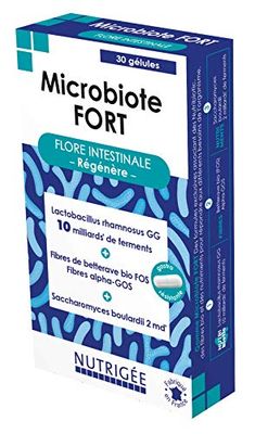 NUTRIGÉE - Microbiote Fort - Flore Intestinale - Réequilibre et Aide À La Régénération De La Flore Inestinale et Bacterienne - 2 Prises/Jour - 30 Gélules - Cure de 15 Jours - Fabriqué en France