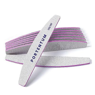PORTENTUM 8 PCS Professional Nail Files Double Sided Emery Board for Nails 100/180 Grit Washable Nail File, Fingernail Buffering Files Manicure Tools Nail Styling Tools Pet Grooming Tools