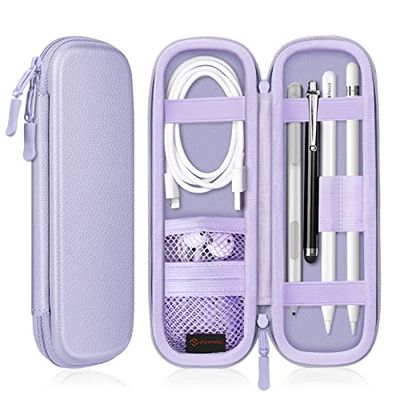 Fintie Hoes Compatibel met Apple Pencil (1e / 2e Generatie) - Kunstlederen Pennenhouder voor Samsung, Huawei, Surface Pro Stylus Pen tas Beschermhoes met Opbergvak voor S Pen en USB-kabel, (Blauw Grijs)