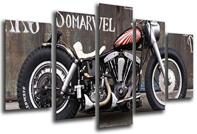 Quadro fotográfico Moto Harley Davidson, moto antiga vintage tamanho total: 165 x 62 cm XXL