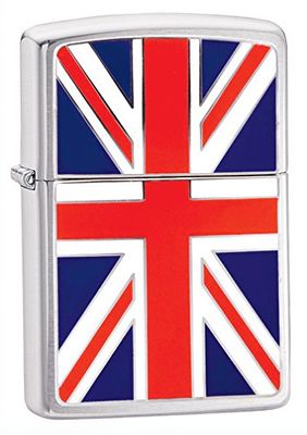 Zippo Windproof Metal Long Lasting Best Fluid| Refillable Perfect for Cigarettes Cigars Candles|Pocket Lighter Fire Starter|Union Jack Emblem, 100% Cotton Jersey, Brushed Chrome
