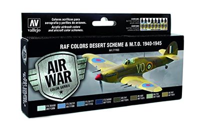 Vallejo "Model Air WWII RAF Desert" Acrylic Paint Kit for Air Brush - Assorted Colours (Pack of 8)