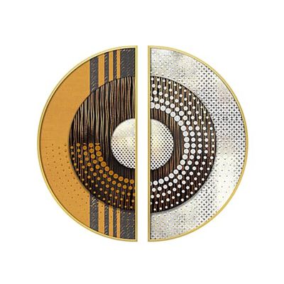 Romimex Set di 2 Quadri Multicolore Acrilico Alluminio Astratto 70 x 70 x 3 cm