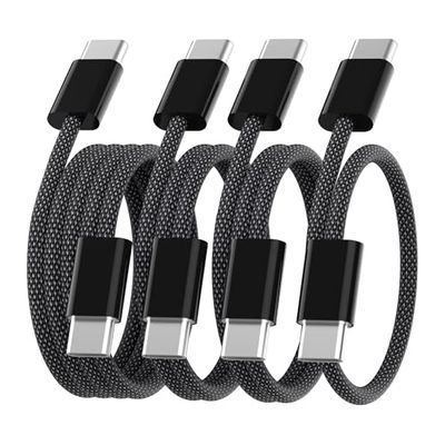 Anysea Cable USB C a USB C Carga Rápida - 4Pack [2M+1M+1M+0.5M] 60W Cable USB Tipo C Carga Rápida Trenzado Nylon Datos Cargador Teléfono Compatible con iPhone 16 15 Pro Max Galaxy S25 S24 iPad MacBook