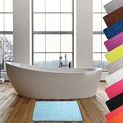 MSV Tapis de Bain Microfibre Pebble 50x80cm Bleu Clair