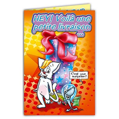 Maxicha-001 Maxi Grote kaart Joyeux verjaardag grappig kat cadeau verrassing fles collectie Charlestown illustratie tekening