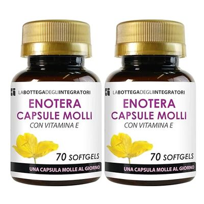 Enotera e Vitamina E 140 Softgels | Olio Spremuto a Freddo, Titolato, Ricco in Acido Gamma Linoleico GLA e Acido Linoleico Omega 6 | 1 Perla al giorno